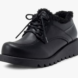 VIVASHOES Womens Wedge Sole Fully Faux Fur Lined Leather Waterpoof Boots